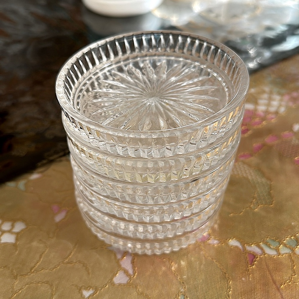 Crystal Vtg Princess House Highlights 24% Lead Crystal Round Coasters Se…